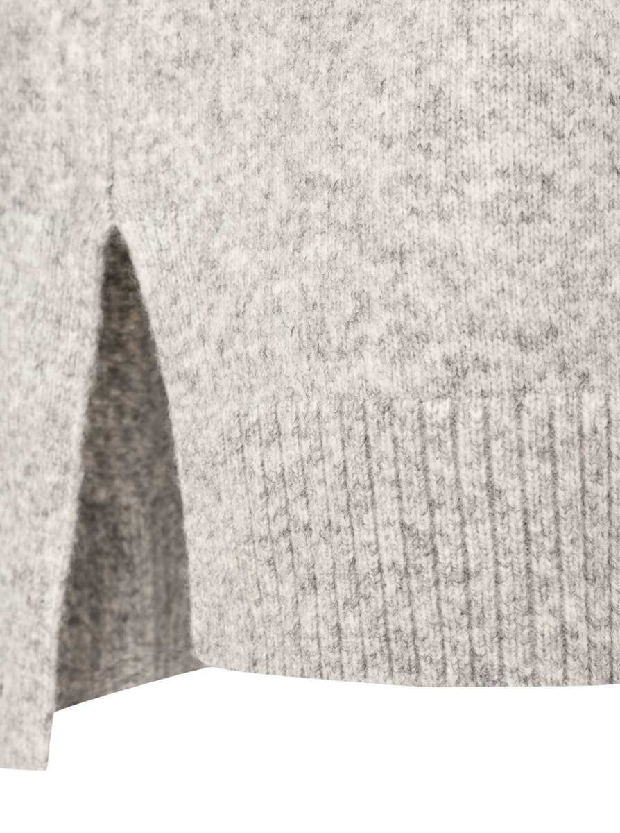 Zwillingsherz - Pullover "Uni"  Stehkragen mit Schlitzen - Hellgrau