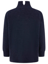 Zwillingsherz - Pullover "Uni"  Stehkragen mit Schlitzen - Dunkelblau