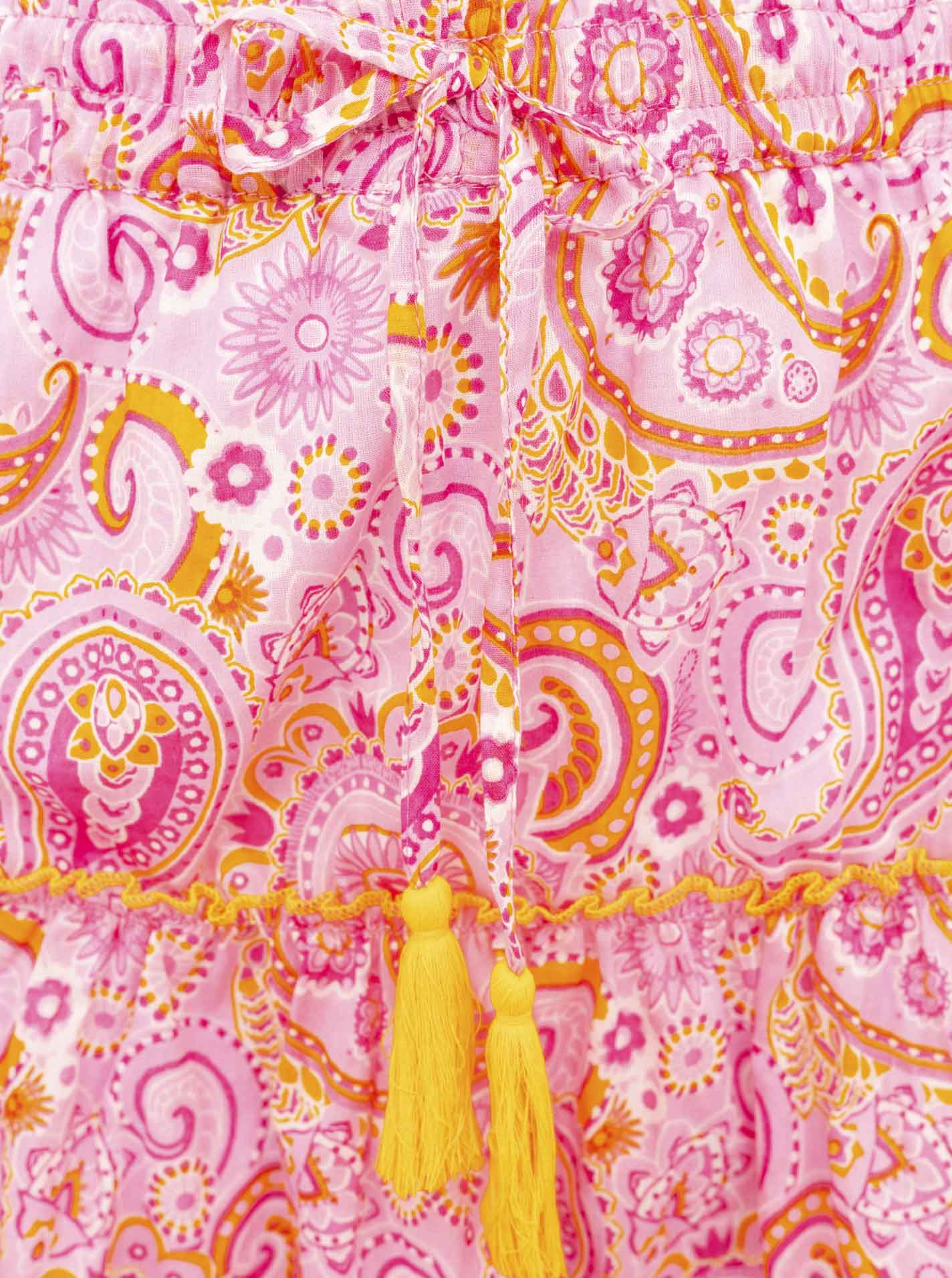 Zwillingsherz Sommerrock - Paisleyprint in Rosa/Pink, 100% Baumwolle