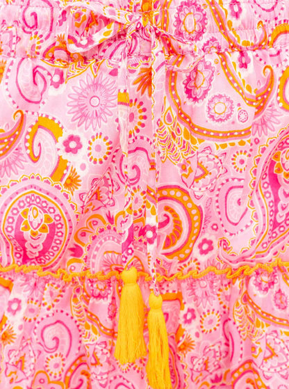 Zwillingsherz Sommerrock - Paisleyprint in Rosa/Pink, 100% Baumwolle