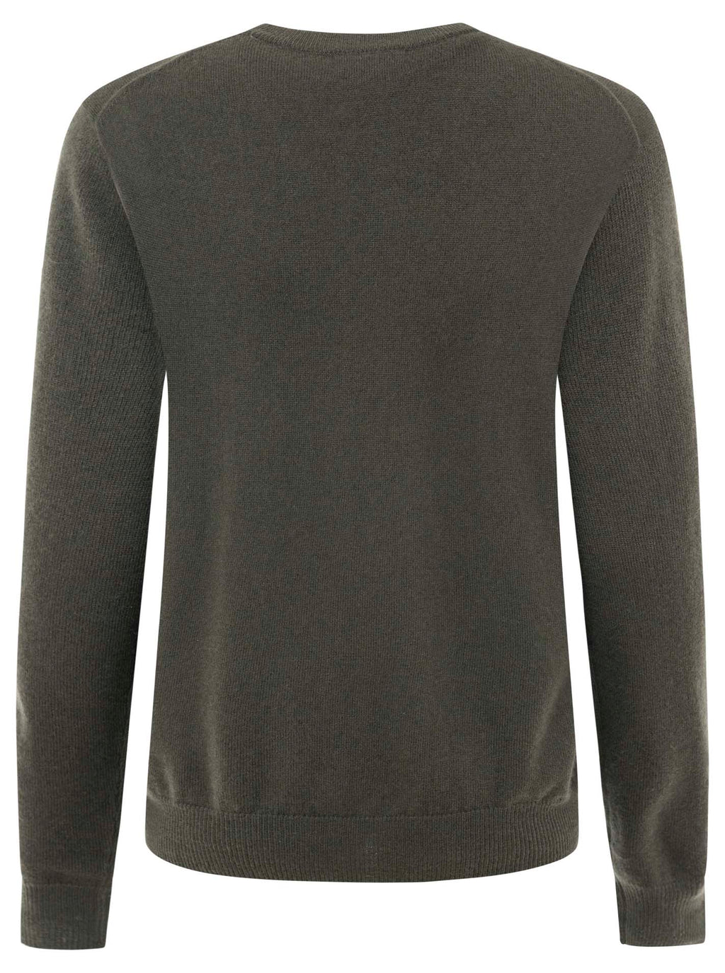 Zwillingsherz Pullover - 100% Kaschmir in Oliv-Grün mit rosa Hirsch