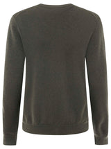 Zwillingsherz Pullover - 100% Kaschmir in Oliv-Grün mit rosa Hirsch