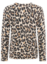 Zwillingsherz Rundhalspullover - 100% Kaschmir - Leoprint - Beige