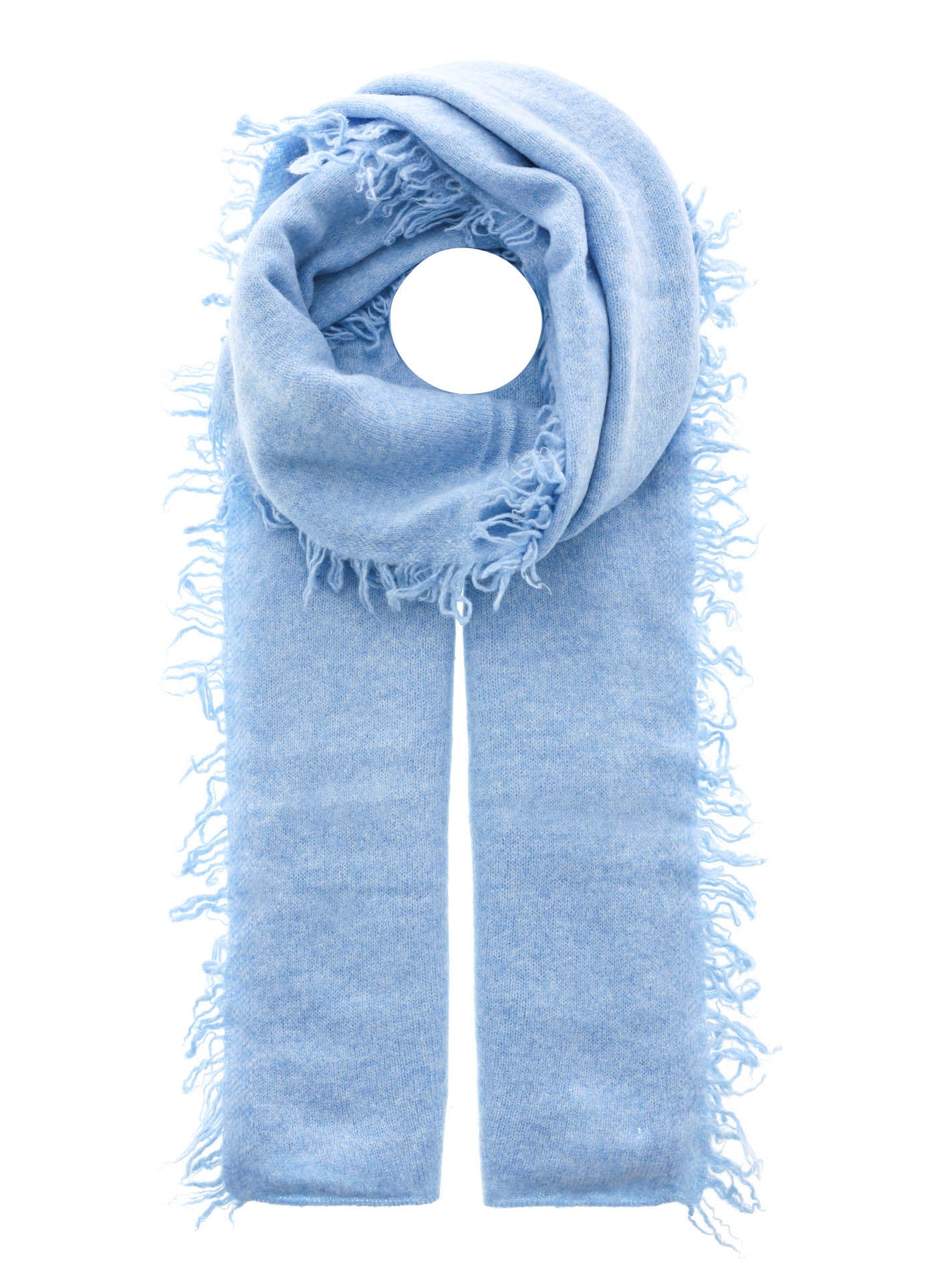 Zwillingsherz XXL Fransenschal aus 100% Kaschmir "Hellblau"