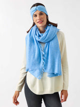 Zwillingsherz XXL Fransenschal aus 100% Kaschmir "Hellblau"