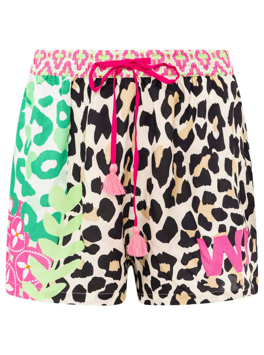 Zwillingsherz Damen Shorts aus 100% Viskose - Modell Pink Wild mit Aufdruck