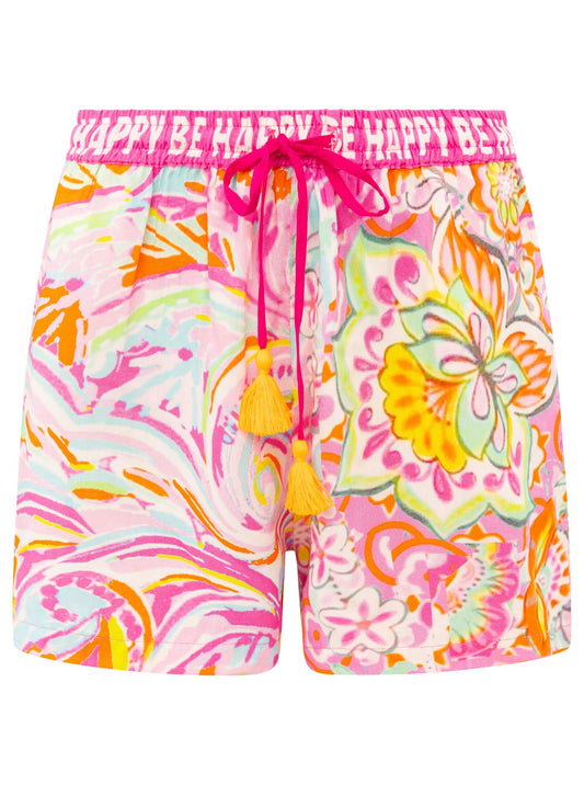 Zwillingsherz Damen-Shorts aus 100% Viskose - Design Power Aquarell