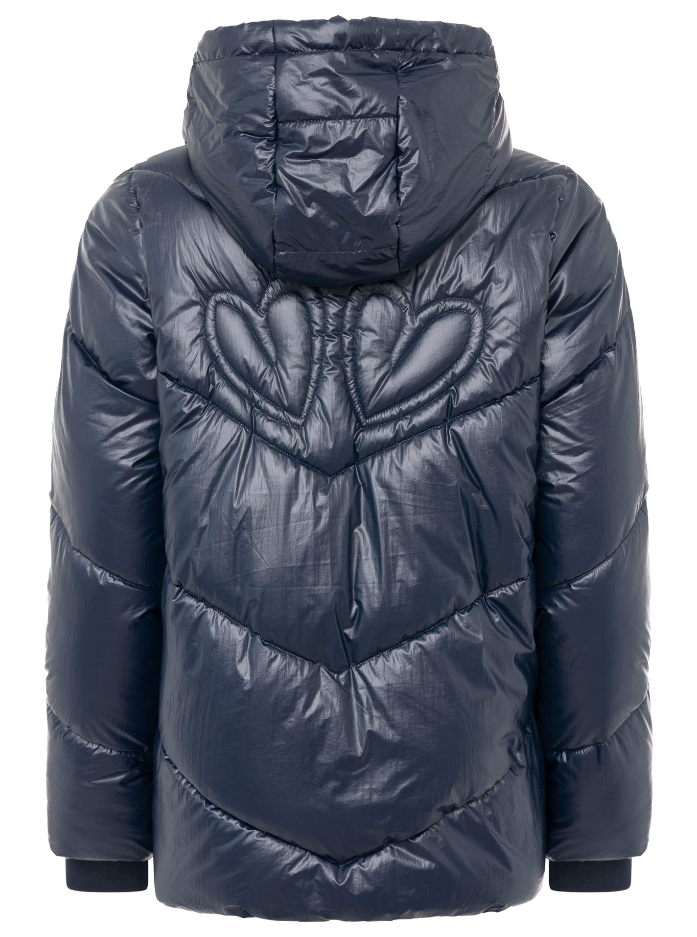 Zwillingsherz Steppjacke in Metallic-Optik in Dunkelblau