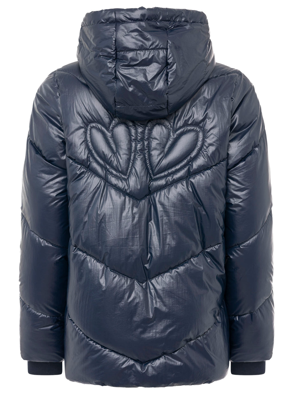 Zwillingsherz Steppjacke in Metallic-Optik in Dunkelblau