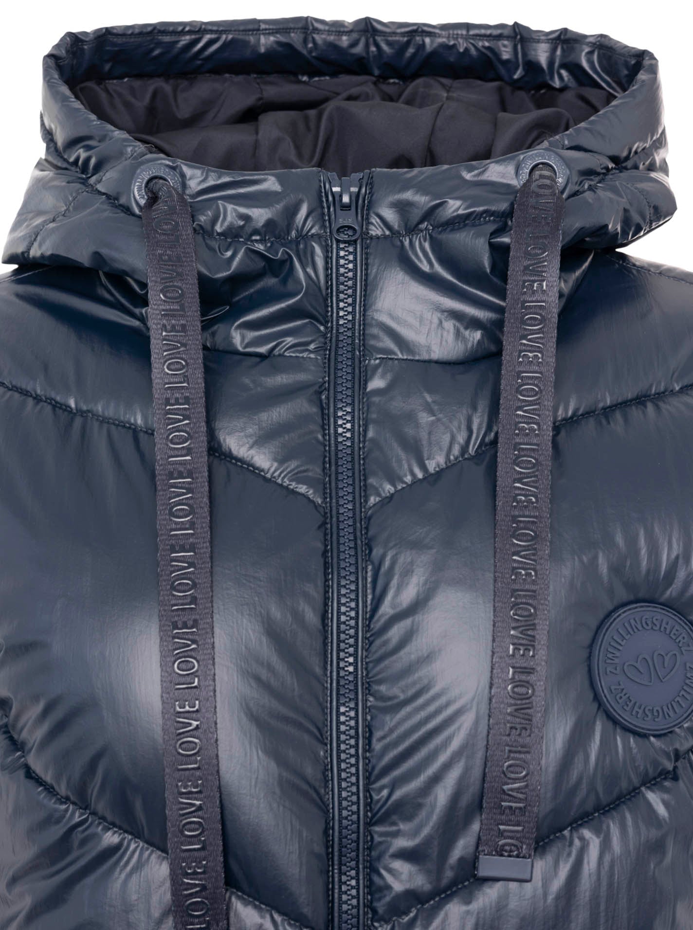 Zwillingsherz Steppjacke in Metallic-Optik in Dunkelblau