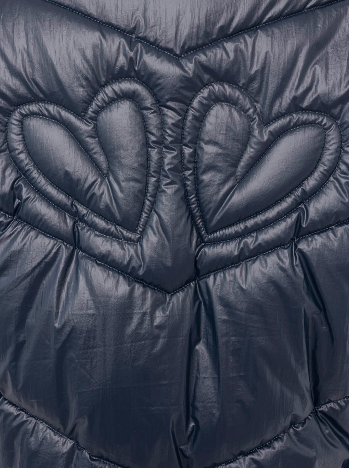 Zwillingsherz Steppjacke in Metallic-Optik in Dunkelblau