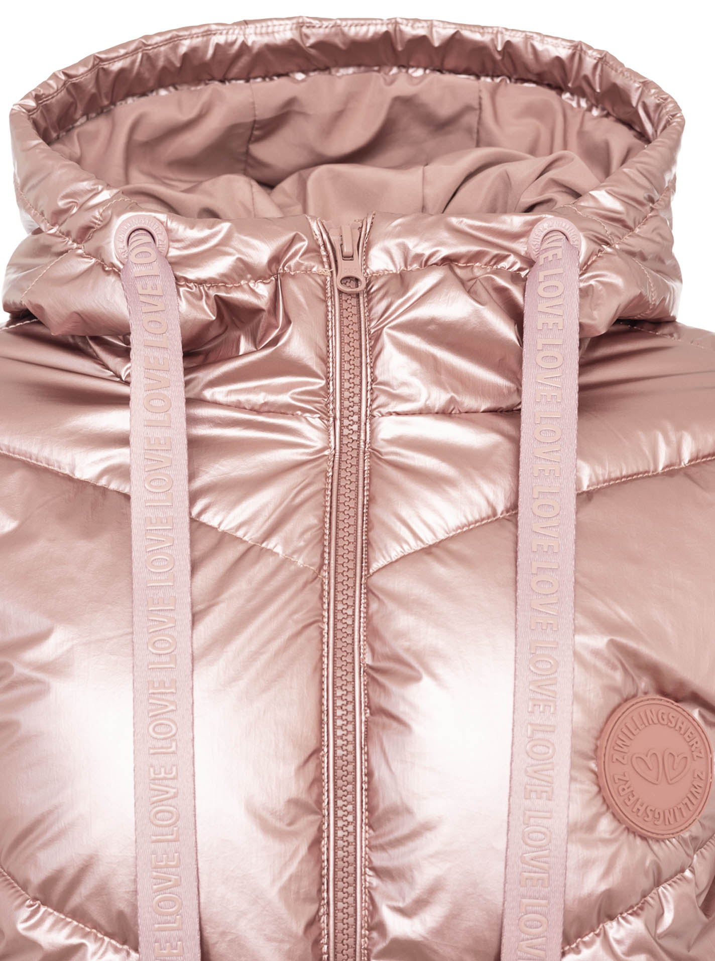 Zwillingsherz Steppjacke in Metallic-Optik in Rosa