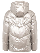 Zwillingsherz Steppjacke in Metallic-Optik in Silber