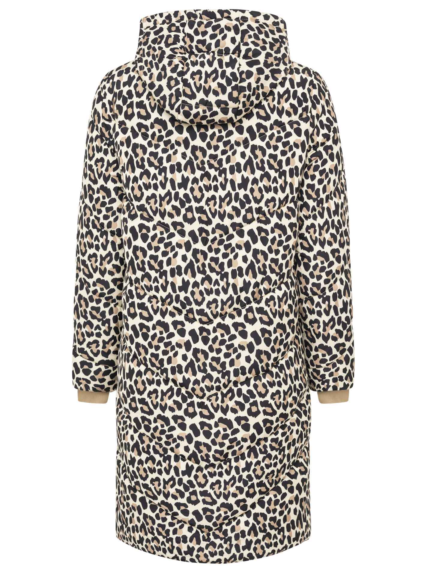 Steppmantel "Leo Allover" - Zwillingsherz - Warmer Damenmantel mit Leopardenmuster & Kapuze