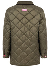 Zwillingsherz Stepparka mit Kordkragen - Oliv mit pinken Akzenten