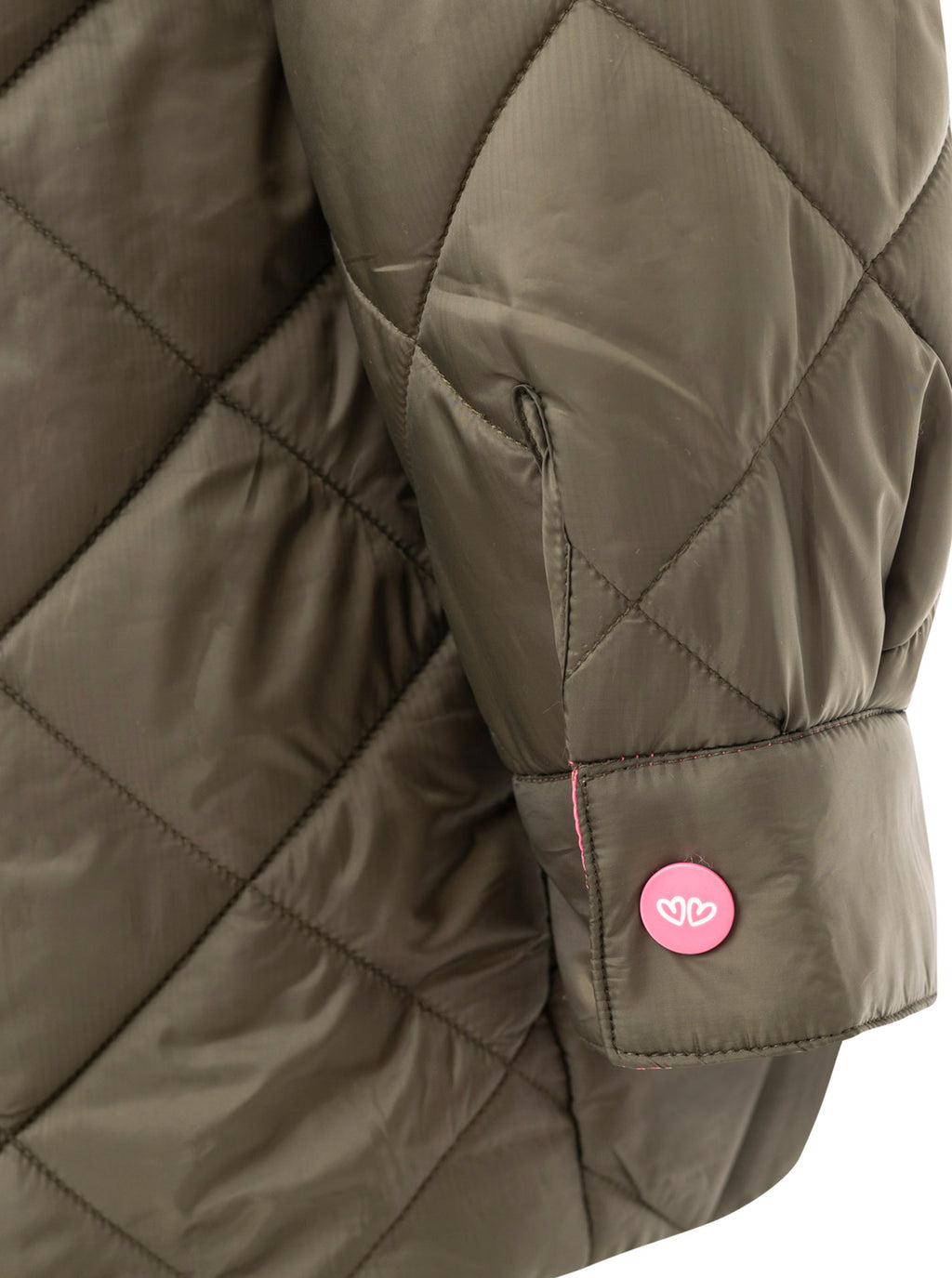 Zwillingsherz Stepparka mit Kordkragen - Oliv mit pinken Akzenten