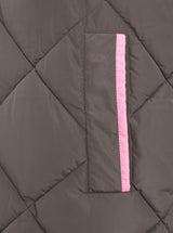 Zwillingsherz - Steppweste Lang "Love Print" - Grau mit rosafarbenen Details