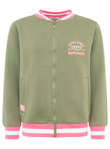 Zwillingsherz  Sweat-Bomberjacke "College" - Damenjacke in Khaki mit pinken Details