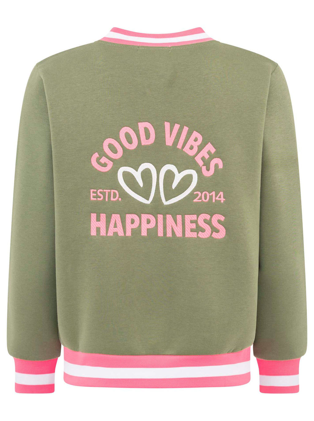 Zwillingsherz  Sweat-Bomberjacke "College" - Damenjacke in Khaki mit pinken Details