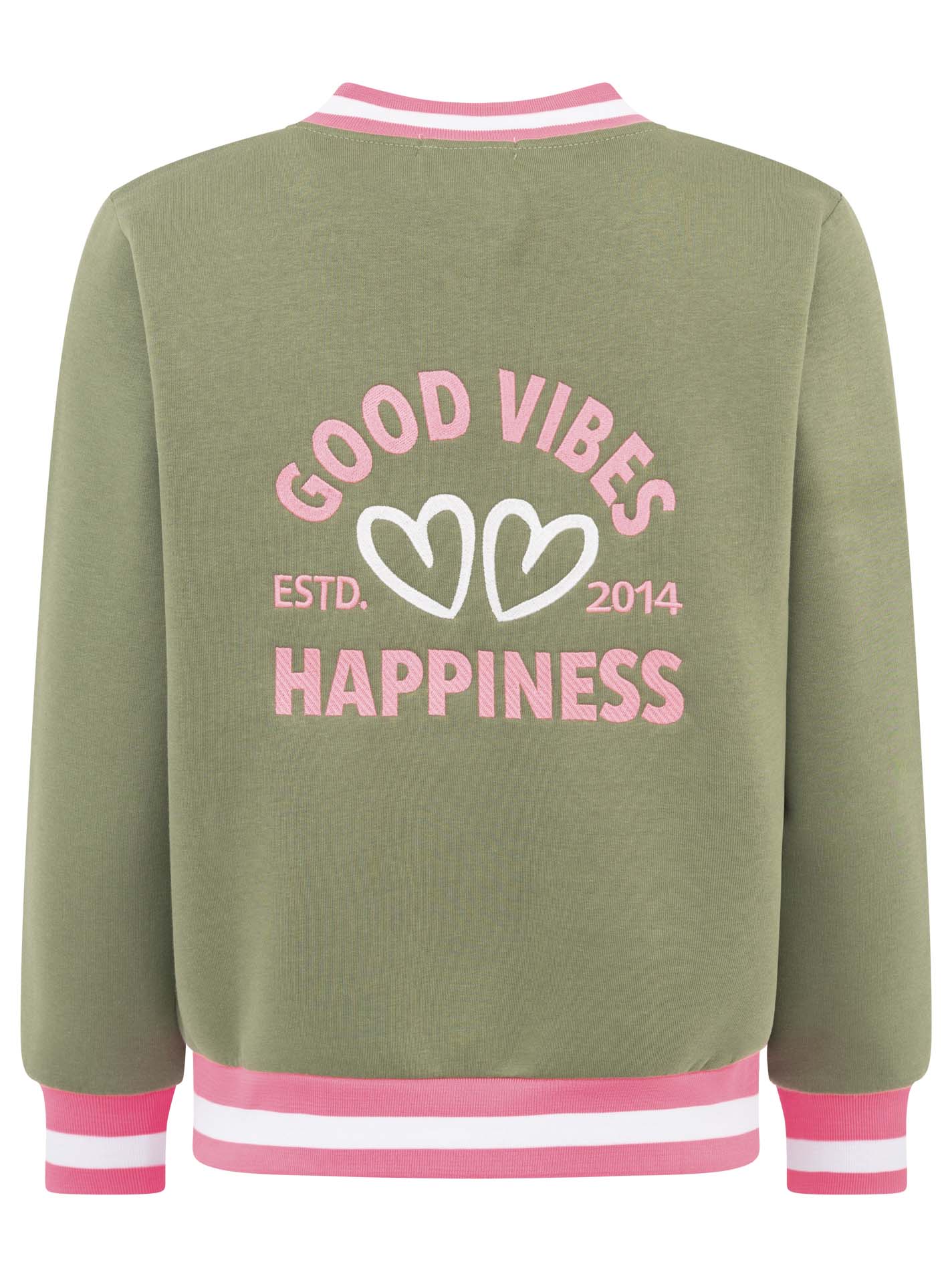 Zwillingsherz  Sweat-Bomberjacke "College" - Damenjacke in Khaki mit pinken Details