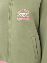 Zwillingsherz  Sweat-Bomberjacke "College" - Damenjacke in Khaki mit pinken Details