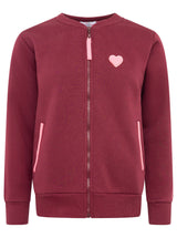 Zwillingsherz  Sweat-Bomberjacke "Love Happiness" - Damenjacke in Bordeaux mit pinken Details (Kopie)