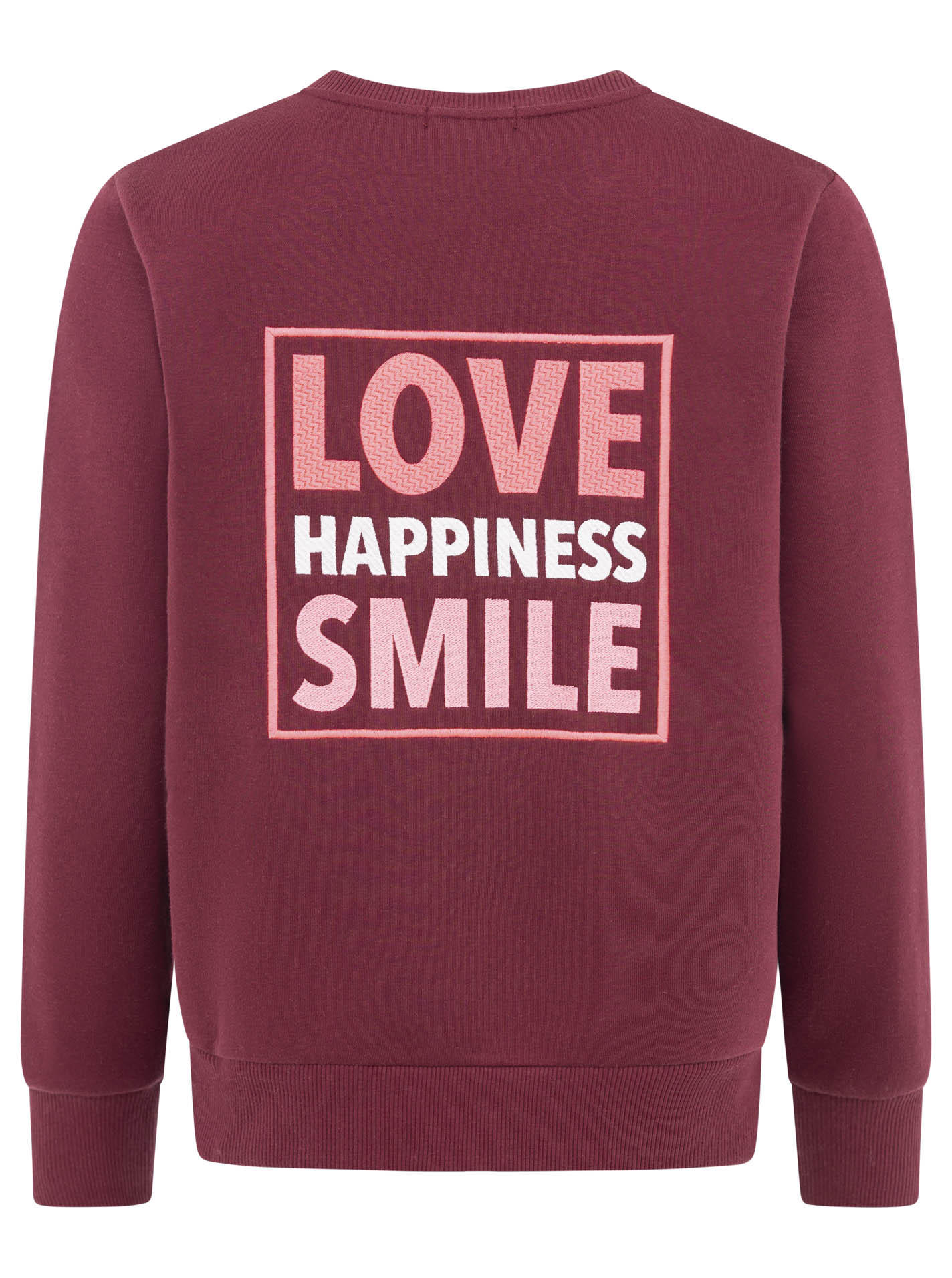 Zwillingsherz  Sweat-Bomberjacke "Love Happiness" - Damenjacke in Bordeaux mit pinken Details