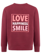 Zwillingsherz  Sweat-Bomberjacke "Love Happiness" - Damenjacke in Bordeaux mit pinken Details (Kopie)