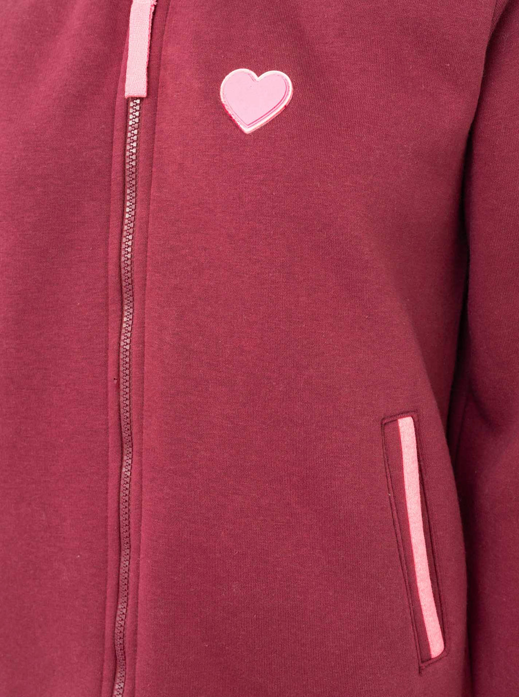 Zwillingsherz  Sweat-Bomberjacke "Love Happiness" - Damenjacke in Bordeaux mit pinken Details (Kopie)