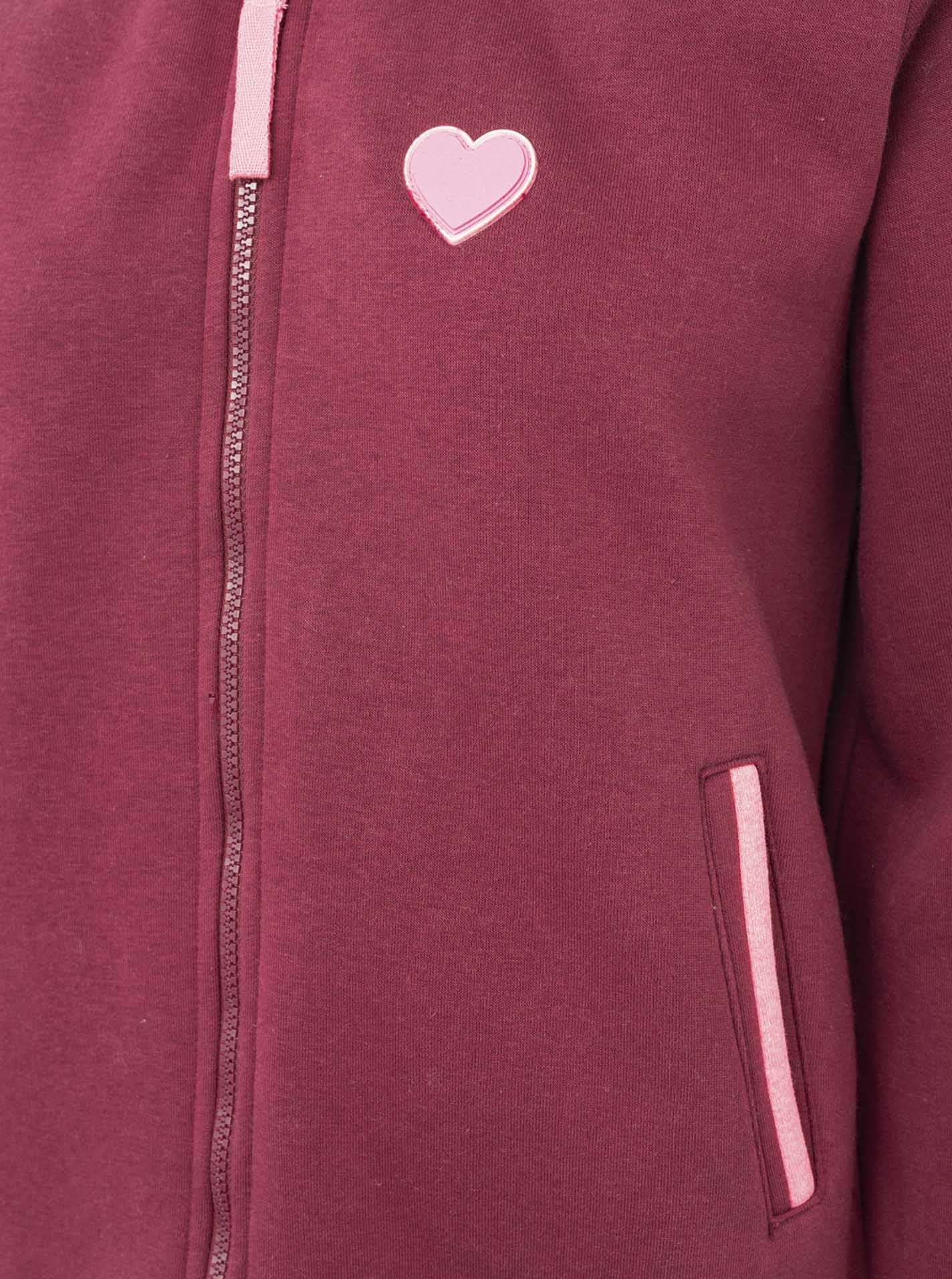 Zwillingsherz  Sweat-Bomberjacke "Love Happiness" - Damenjacke in Bordeaux mit pinken Details (Kopie)