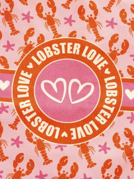 Zwillingsherz ToteBag - Lobster Love mit Hummer-Print in Rosa und Orange