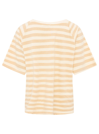 Zwillingsherz Oversized Sweatshirt mit Streifen - 100% Baumwolle, Beige -Creme