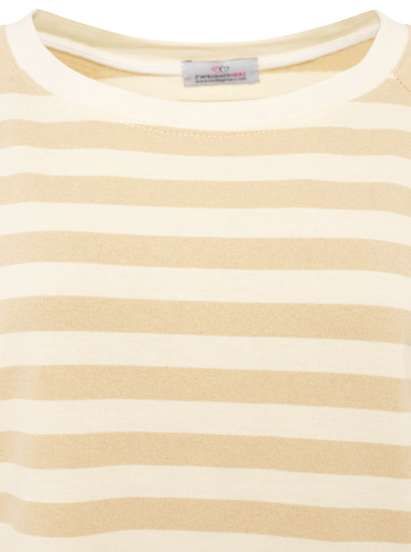 Zwillingsherz Oversized Sweatshirt mit Streifen - 100% Baumwolle, Beige -Creme