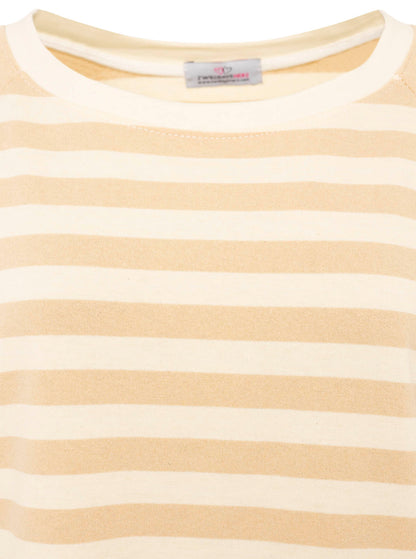 Zwillingsherz Oversized Sweatshirt mit Streifen - 100% Baumwolle, Beige -Creme