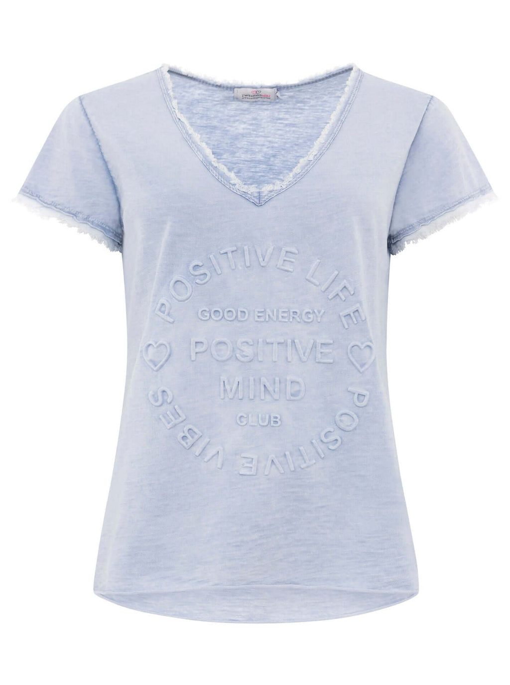 Zwillingsherz T-Shirt - Positive Mind Club - helles Jeansblau
