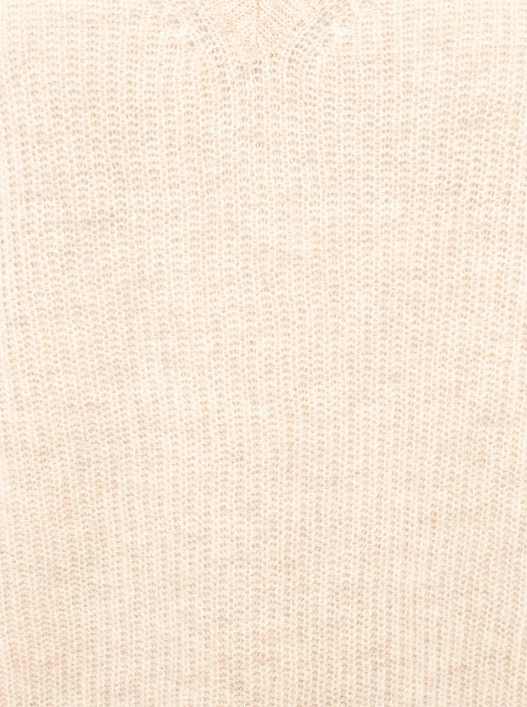 Zwillingsherz Rippstrick-Pullover - 100% Kaschmir - V-Ausschnitt - Hellbeige