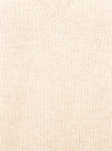 Zwillingsherz Rippstrick-Pullover - 100% Kaschmir - V-Ausschnitt - Hellbeige