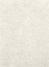 Zwillingsherz Rippstrick-Pullover - 100% Kaschmir - V-Ausschnitt - Hellgrau