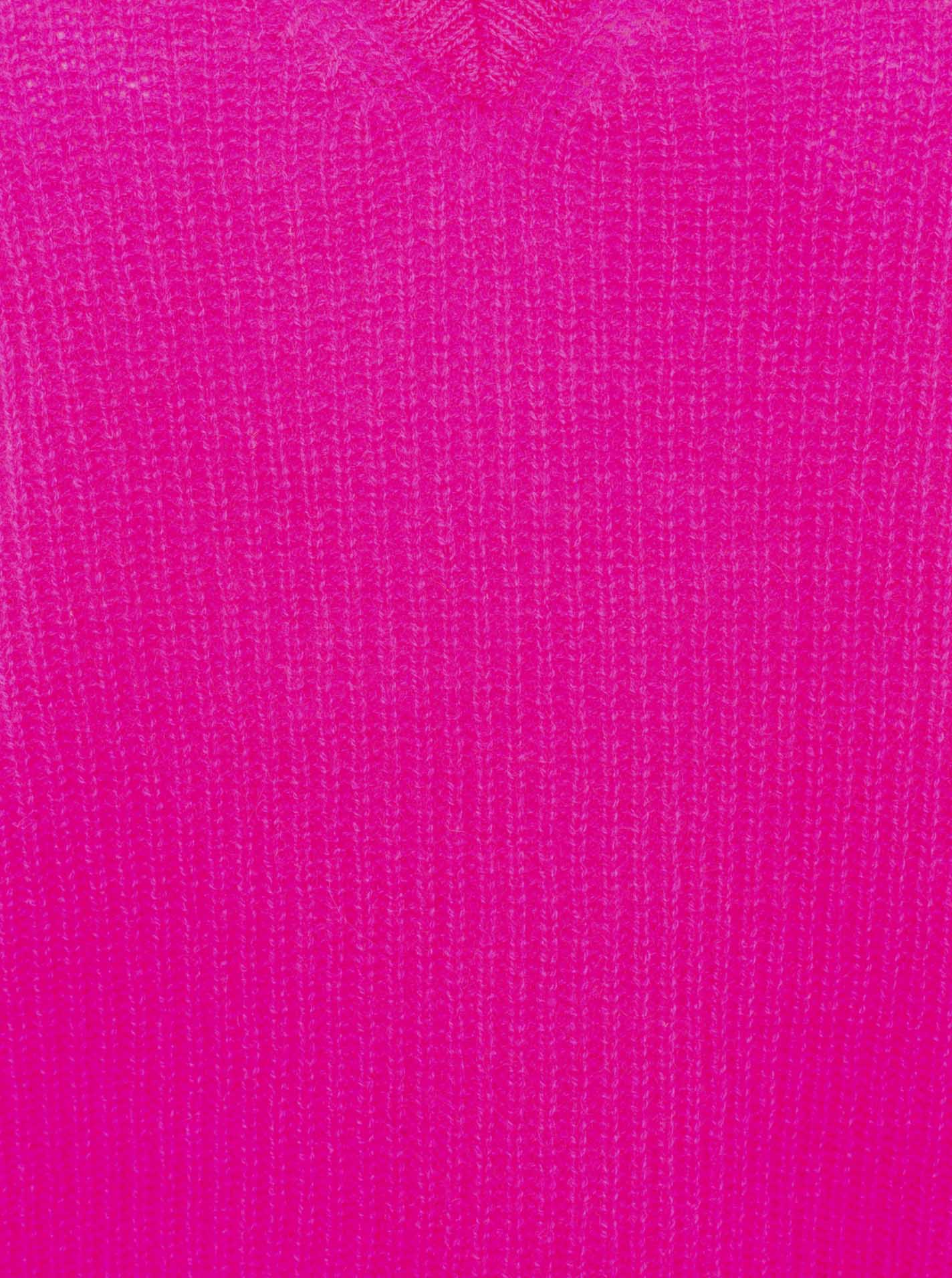 Zwillingsherz Rippstrick-Pullover - 100% Kaschmir - V-Ausschnitt - Neon-Pink