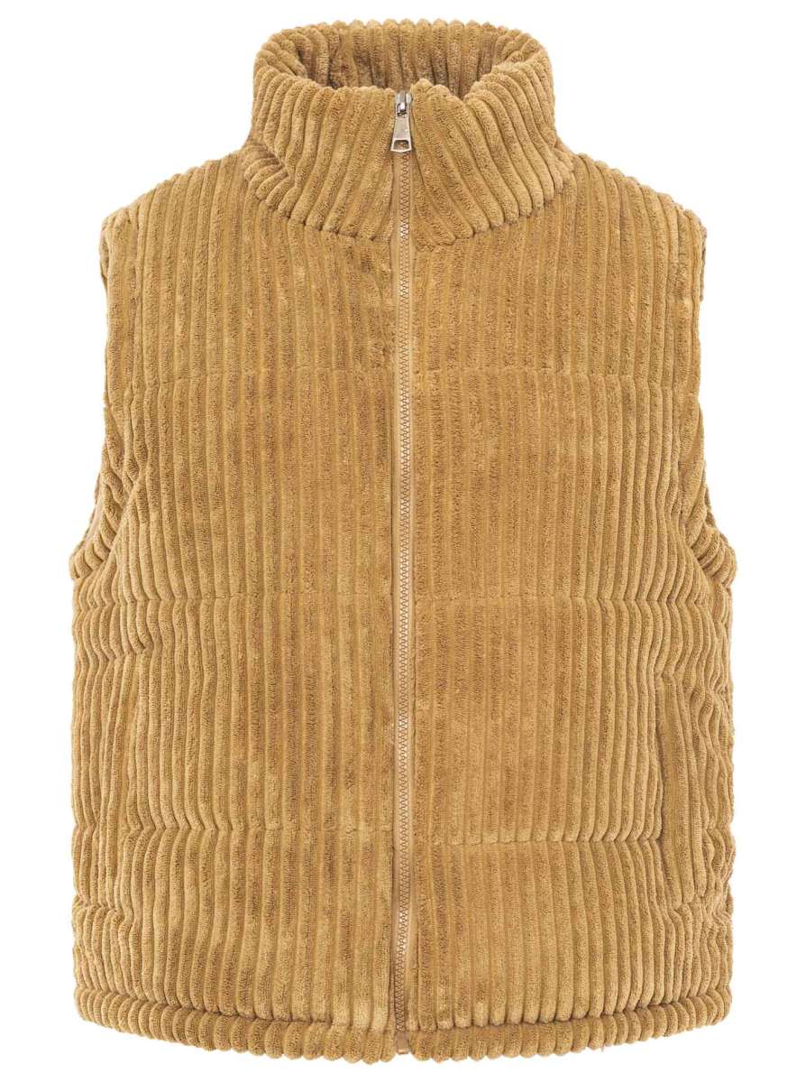 Zwillingsherz Cord Weste "Herbstzeit" Camel | Damen Steppweste