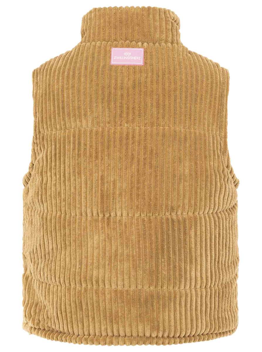 Zwillingsherz Cord Weste "Herbstzeit" Camel | Damen Steppweste