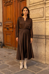 Choklate Paris - Bluse "Saint Tropez" aus Viskose in Choco  mit V-Ausschnitt