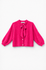 Flauschige Strickjacke mit Schluppen-Kragen: Puder