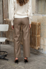 Lulumary Kunstlederhose Latte mit geradem Bein