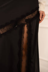 Choklate Paris - Asymmetrischer Satinrock in Braun mit Spitzendetails