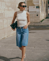 Ana & Lucy Bermuda Baggy Dad weite Passform Hellblau