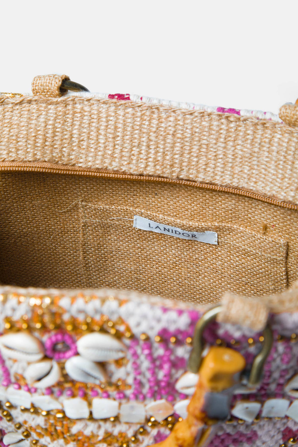 Lanidor Tasche mit Kaurimuscheln - Pink - Gold - Bohodetails