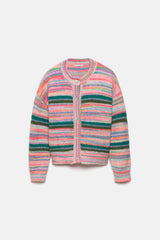 Lanidor Strickjacke Gestreift Multicolor Oversized - Knopfverschluss
