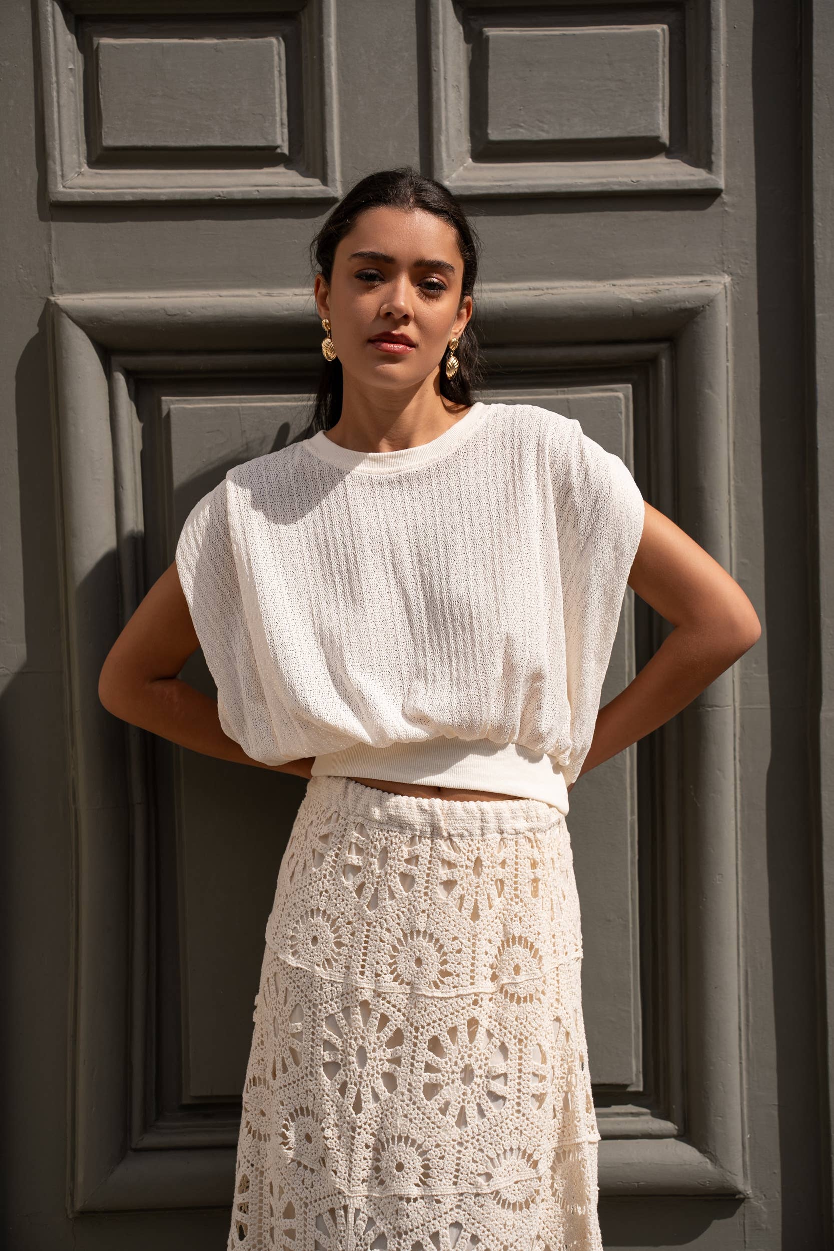 Choklate Paris Alizée Strick-T-Shirt Ecru