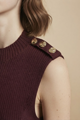 Choklate Paris Kleid Steffi Materialmix mit Stehkragen Bordeaux